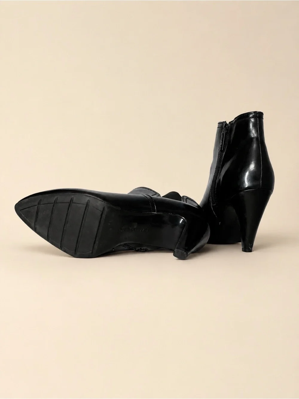 Bandolino Black Patent Pointed-Toe Ankle Boot with 3” Heel | 7.5